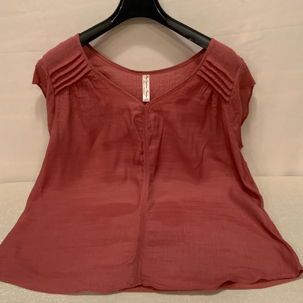 PerSeption Concept Mauve Short cap sleeve blouse. Size L